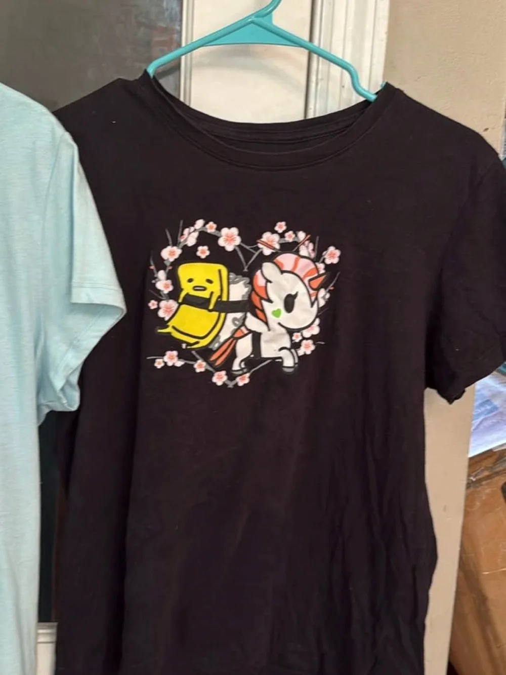 2 shirt combo “Daydreamer' Blue Graphic and Black Top